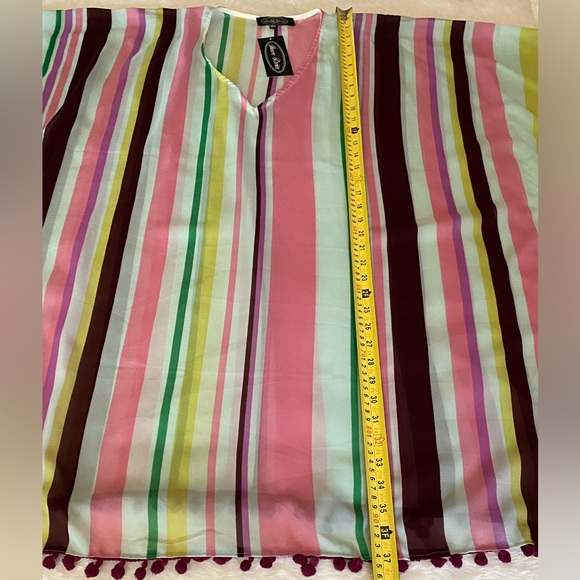 NWT “SHORE DRIVE” Striped Swim Coverup Caftan Tunic 🌸 Semi Sheer FreeSize - Picture 8 of 14